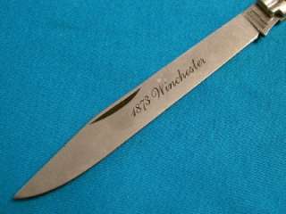   1873 WINCHESTER RIFLE FIGURAL SHAPE KNIFE KNIVES POCKET ETCHED  