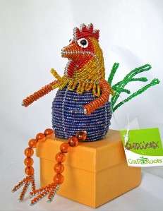 Rooster Wire + Glass Beads Shelf Sitter Grass Roots Beadworx NEW 
