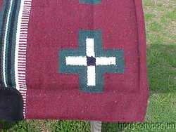Western Saddle Pad Wool top Fleece Bottom Cross Burgundy/Green  