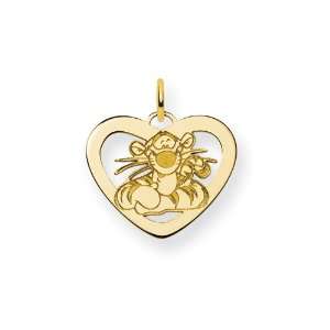    Gold Plated Sterling Silver Disney Tigger Heart Charm Jewelry