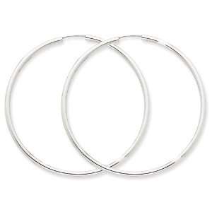  14k White Gold 2mm Polished Endless Hoop Earrings Jewelry