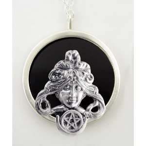   Pendant Accented with an Enchanting Goddess and Pentacle Jewelry