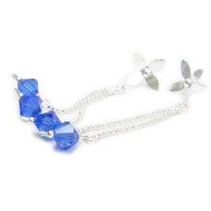   (TM) Crystal double dropper earrings by Dragonheart   sapphire blue