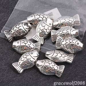10pcs Fish style spacer beads jewelry Tibetan Silver Charms findings 