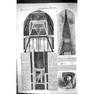   Raising Great Bell Clock Tower London Antique Print: Home & Kitchen