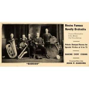 1918 Ad Biesies Famous Orchestra Dance Harding Music   Original Print 