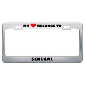 My Heart Belongs To Senegal Country Flag Metal License Plate Frame 