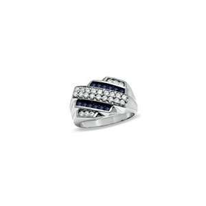  ZALES Diamond Slant Ring in 14K White Gold Mens Sapphire 
