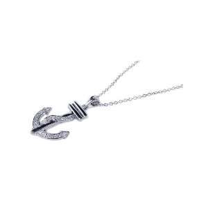 Nickel Free Silver Necklaces Anchor Cz Necklace: Jewelry
