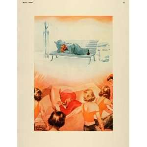 1938 Print Women Sleeping Czar Homeless Bench Campbell   Original 