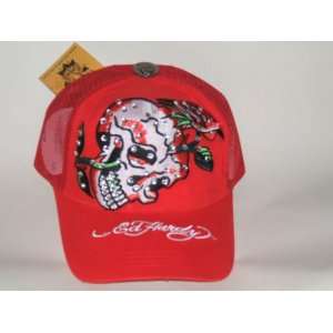  Ed Hardy Cap with Skull Red 
