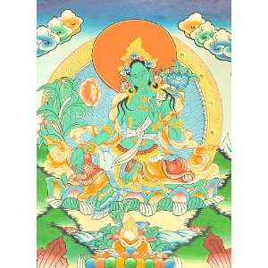  Goddess Green Tara   Tibetan Thangka Painting