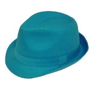  FEDORA TRILBY COTTON HAT SOLID TURQUOISE LARGE XL: Sports 