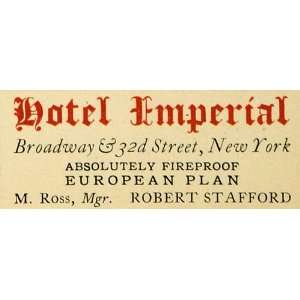  Lampoon Hotel Imperial Broadway 32 Street Robert Stafford M Ross 