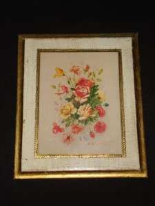   FLORENTINE WOOD Wall Plaque Cream & Gold Flower Rose Made in ITALY
