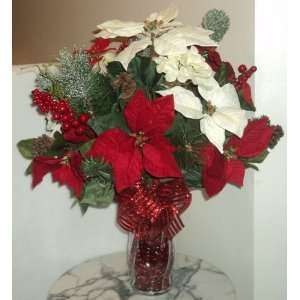  New Christmas/Holiday Hydrangea & Poinsettia Bouquet