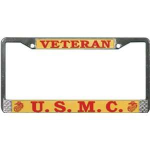  U.S. Marine Veteran Chrome Metal License Plate Frame 