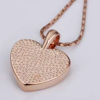 N105 18K rose Gold plated white gem Swarovski crystal heart Necklace 