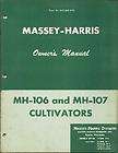 1956 MASSEY HARRIS MH 106 107 CULTIVATOR orig manual
