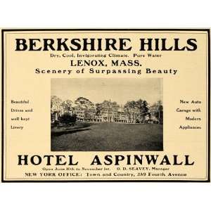 1907 Ad Berkshire HIlls Hotel Aspinwall Lenox Mass 