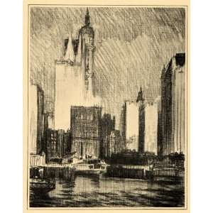  1909 Joseph Pennell New York City Docks Slips NYC Print 