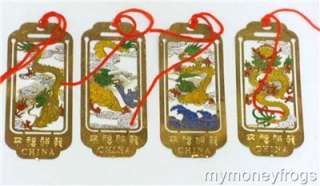 4x Set Lot Chinese Cloisonne DRAGON Bookmark Favor #D  
