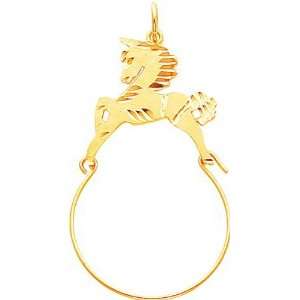  10K Yellow Gold Unicorn Charm Holder Diamond Cut Jewelry