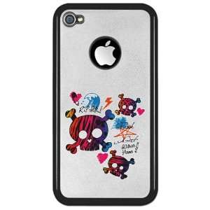 iPhone 4 or 4S Clear Case Black Psychedelic Punk Girl Skulls Peace 