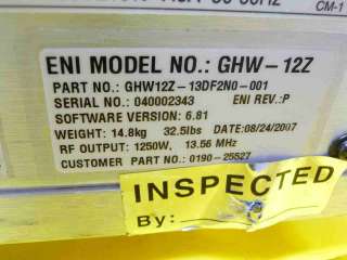 ENI Genesis RF Generator GHW 12Z 0190 25527 working  