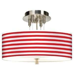  Red Horizontal Stripe Giclee 14 Wide Ceiling Light