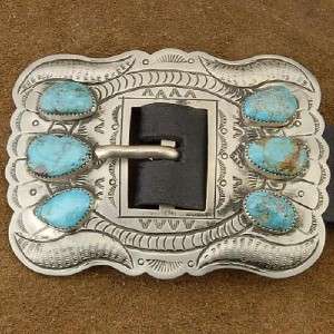 Navajo Indian Genuine Turquoise Antiqued Silver Native American Concho 