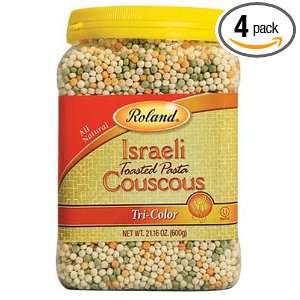 Roland Tri Color Israel Couscous, 21.16 Ounce Plastic Canister (Pack 