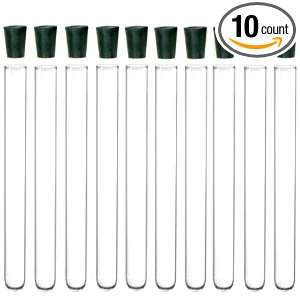 10 Pack   20x150mm Pyrex Glass Test Tubes with Rubber Stoppers  