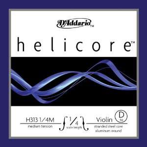  DAddario Helicore Violin Single D String, 1/4 Scale 