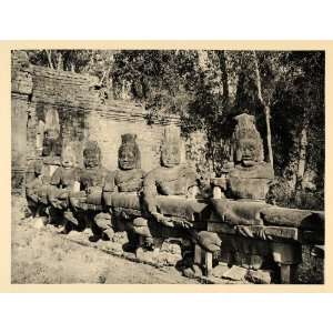  1929 Victory Gate Angkor Thom Watchmen Sculpture Naga 