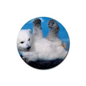  Baby Polar Bear Round Rubber Coaster set 4 pack Great Gift 