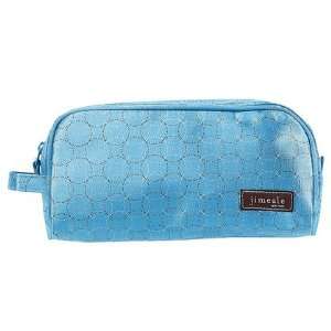  Jimeale New York NY Ludlow Cosmetic Bag, Blue with White 