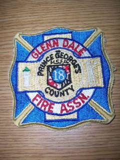 GLENN DALE FIRE MD PRINCE GEORGES COUNTY CLOTH PATCH  