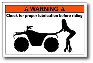 Check Lube ATV funny Warning Sticker Decal Rincon 4x4  