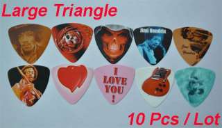 Lots of 10 Pcs 45mm 1.8 Large Triangle Assorted Guitar Picks  