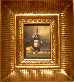 Red Bottle of wine, Miniature Framed Painting, YONS127  