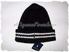   RALPH LAUREN Black Hat Cashmere Lambs Wool Logo Skull Cap Beanie, NWT