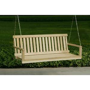 NATURAL WOODEN 4 FOOT OUTDOOR PATIO SWING NEW  