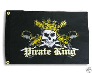 PIRATE KING 12X18 BOAT FLAG NEW JOLLY ROGER SKULL  
