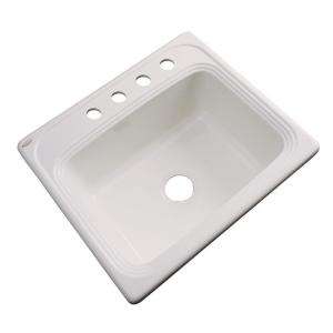   Drop In Acrylic 25x22x9 4 Hole Single Bowl Kitchen Sink in Natural