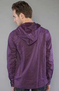 N4E1 The Creed Hood Buttondown Shirt in Purple Black Checker 