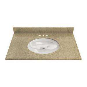 Solieque 37 in. Natural Quartz Single Bowl Vanity Top with 4 in 
