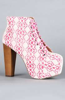 Jeffrey Campbell The Lita Shoe in Fuchsia and Ivory Macrame 