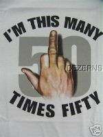 THIS MANY TIMES FIFTY MIDDLE FINGER T SHIRT MENS XL  