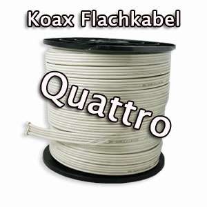 Koaxialkabel Sat Kabel Quattro flach 4x4,8 Full HD 100m  